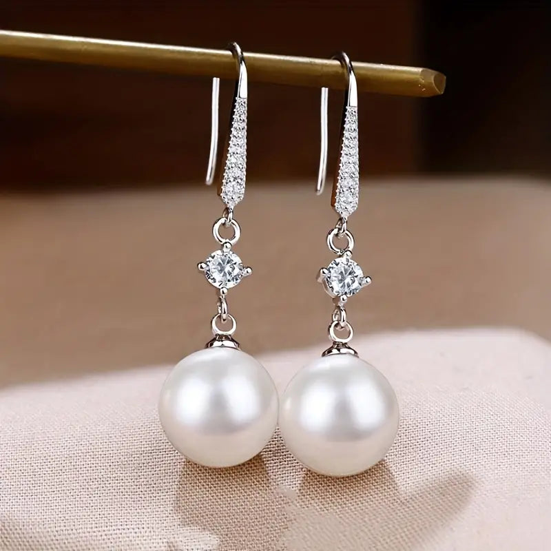 Exquisite White Faux Pearl Drop Dangle Earrings