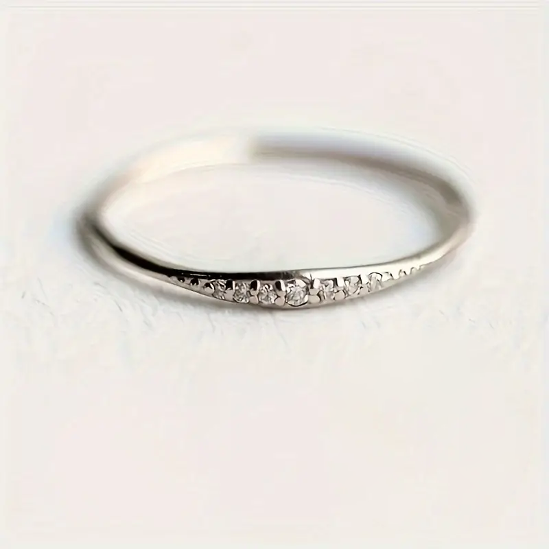 Paved Shining Zirconia Simple Design Eternity Ring