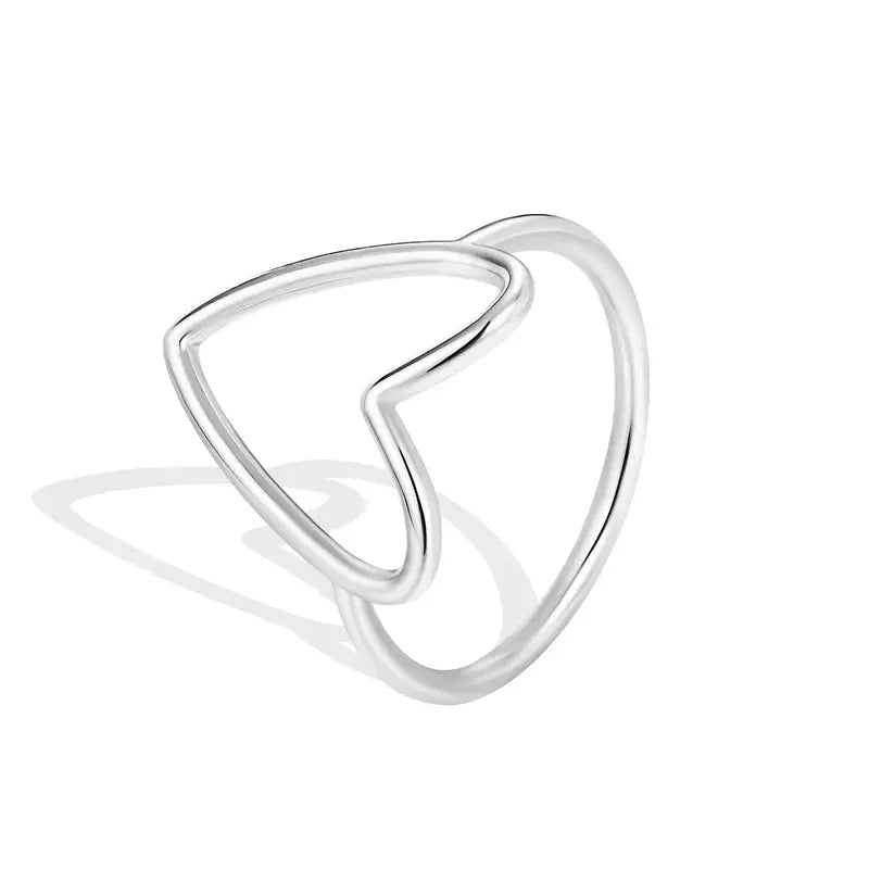 Hollow Big Heart Stackable Ring